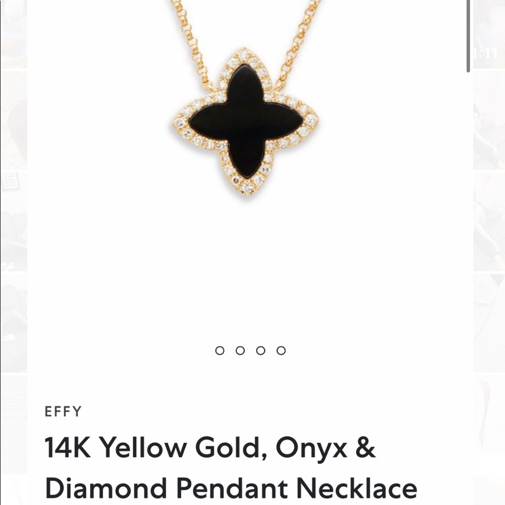 COPY - Effy 14K Yellow Gold, Onyx & Diamond Pendant Necklace
